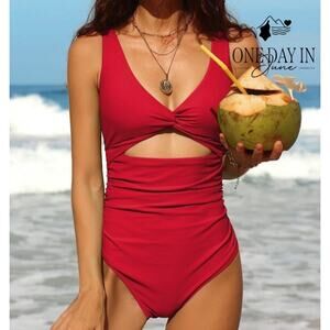 Charmo Twist Front Cut Out One Piece Swimsuit Size S